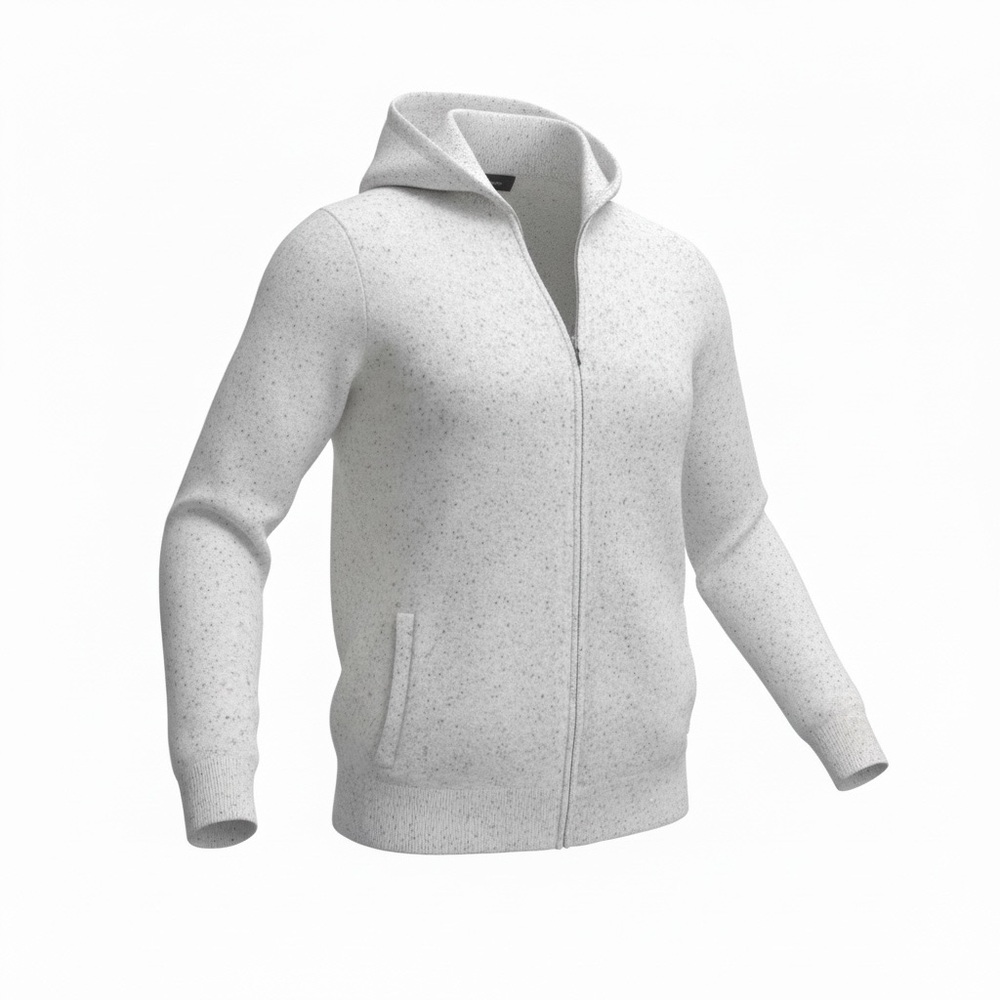 Lands' End Women's 100% cashmere Speckled Light Gray Zip-Up Hoodie